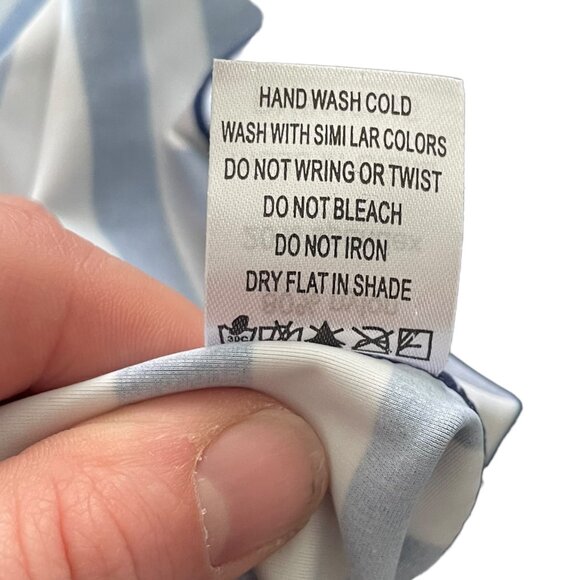 Cabana Life Rash Guard Swim Shirt Top Medium M Navy Blue White Striped UPF 50+ - Picture 5 of 5